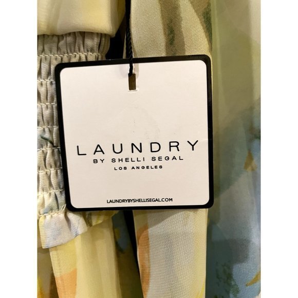 LAUNDRY BY SHELLI  YELLOW SEGAL Floral Long Sleeve Maxi Dress Smocked Waist Sz 8 - Picture 6 of 8
